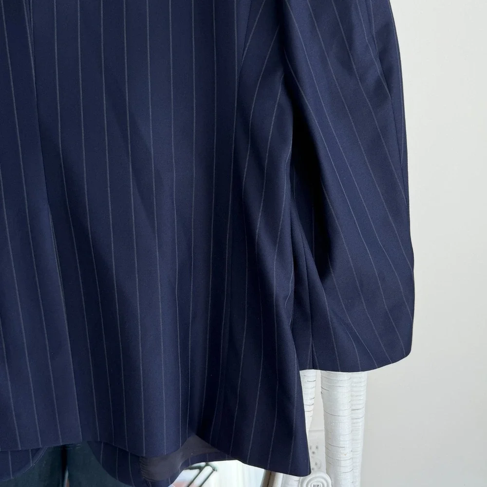 Brooks Brothers Blazer Mens 46R Navy Stripe Wool 1818 Madison Vitale Italy Made